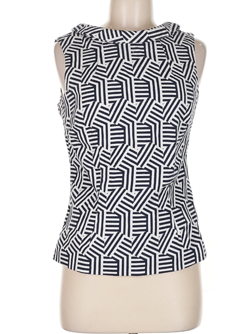 Boden Black & White Geometric Sleeveless Top Size 8